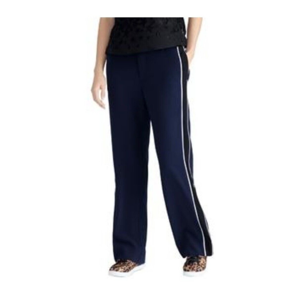 Rachel Rachel Roy Womens Pants Blue Black SZ 24W Polyester Contrast Piped Trim